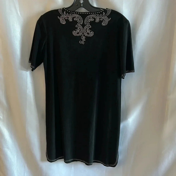 Black crushed velvet mini dress ,metallic silver  embellished,fairy,goth,witchy - Picture 5 of 13